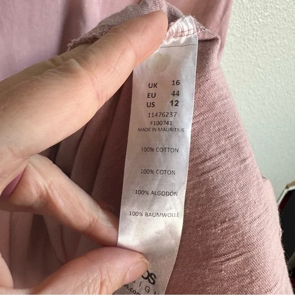 ASOS Pink Tie Shoulder Summer Babydoll Dress Women’s Size 12 Large - Picture 4 of 5